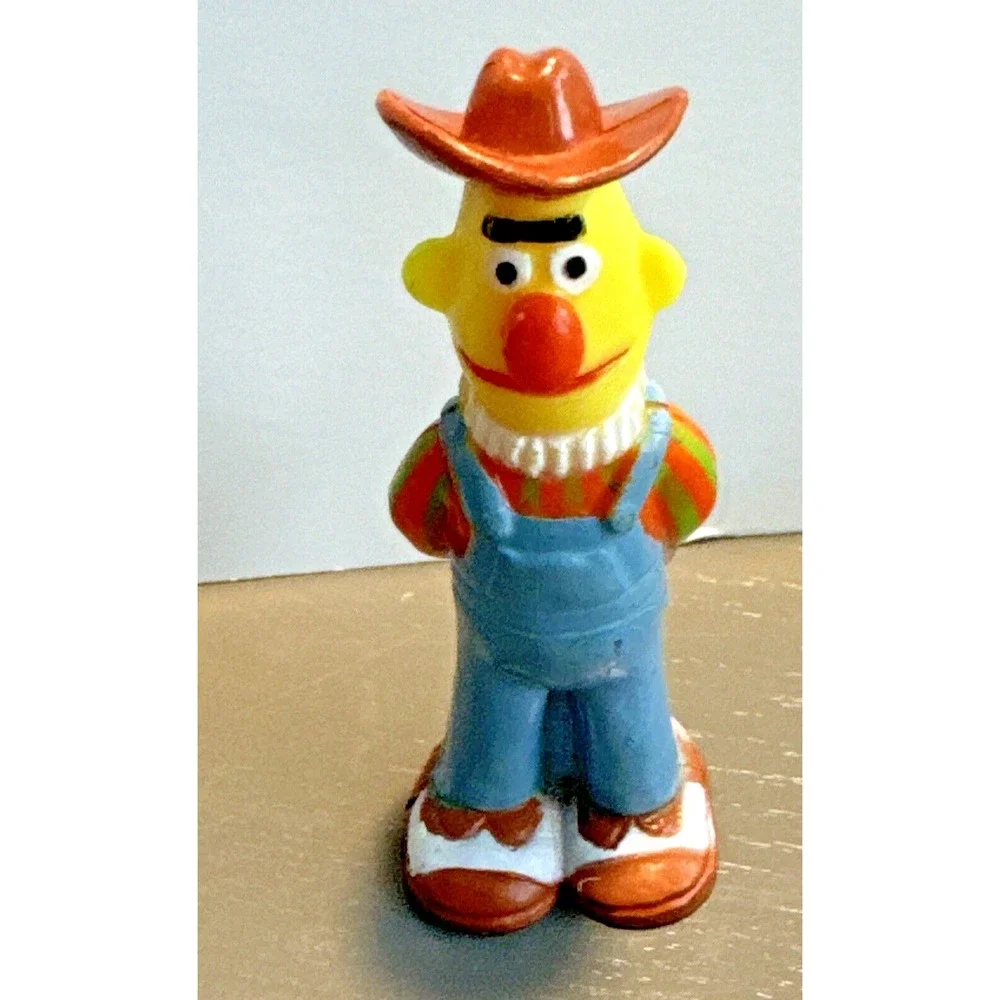 Sesame Street Bert Figure Bib Overalls Farmer Cowboy Toy Cake Topper Pvc